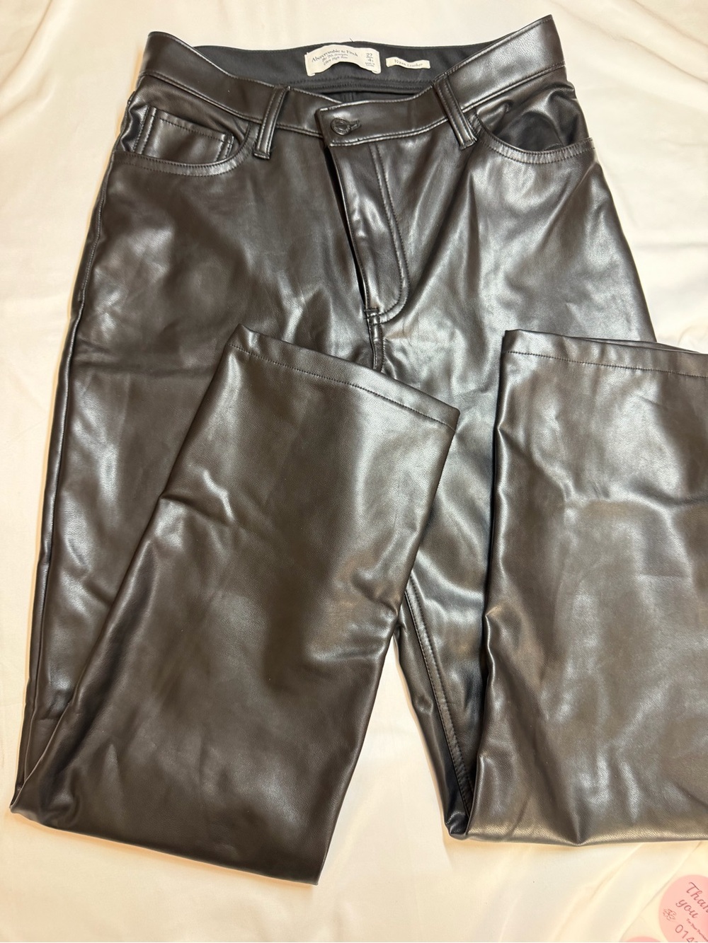 Abercrombie & Fitch Black Vegan Leather Jean-Style Shorts